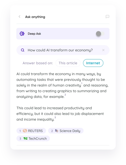 Wiseone's Ask Anything feature